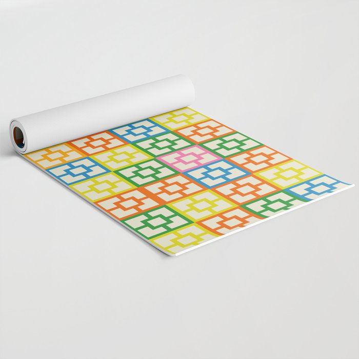 Mid Century Modern Colorful Geometric Breeze Block Pattern Yoga Mat Gallery Image 2