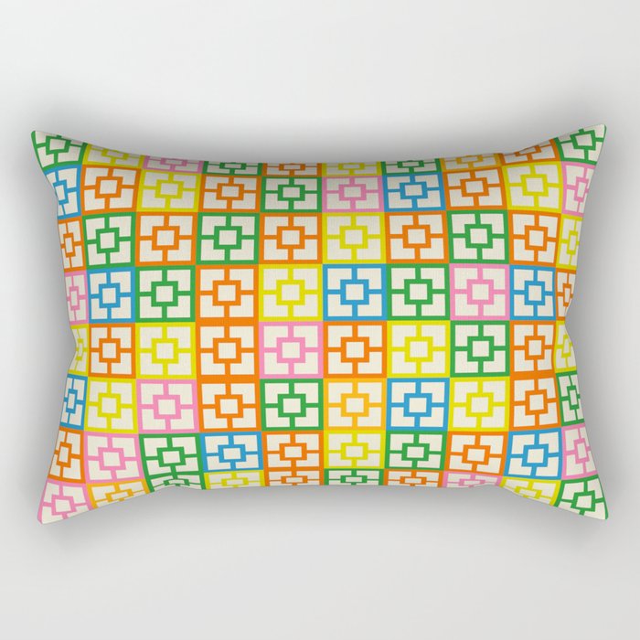Mid Century Modern Colorful Geometric Breeze Block Pattern Rectangular Pillow Gallery Image 1