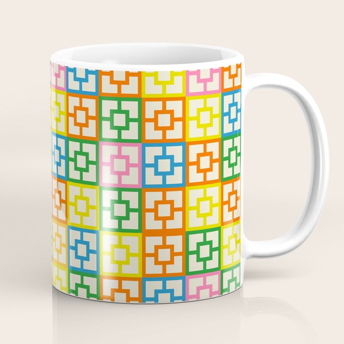 Mid Century Modern Colorful Geometric Breeze Block Pattern Coffee Mug Gallery Image 1