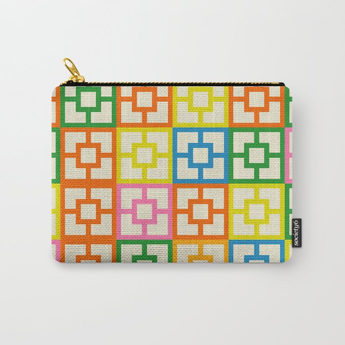 Mid Century Modern Colorful Geometric Breeze Block Pattern Carry All Pouch Gallery Image 1
