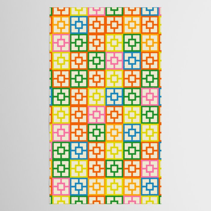 Mid Century Modern Colorful Geometric Breeze Block Pattern Tablecloth Gallery Image 2