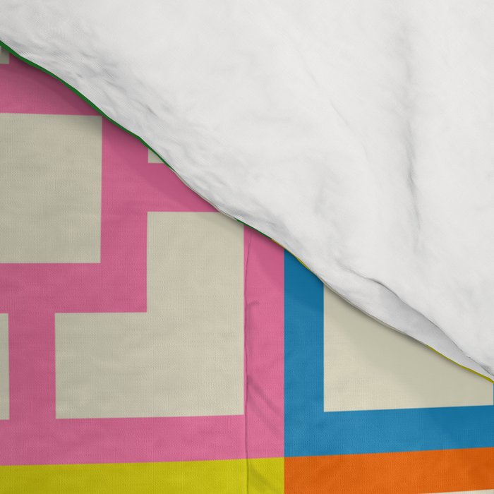 Mid Century Modern Colorful Geometric Breeze Block Pattern Comforter Gallery Image 4