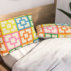 Mid Century Modern Colorful Geometric Breeze Block Pattern Pillow Sham Gallery Image 2