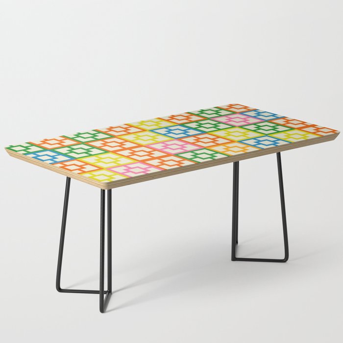 Mid Century Modern Colorful Geometric Breeze Block Pattern Coffee Table Gallery Image 1
