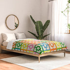 Mid Century Modern Colorful Geometric Breeze Block Pattern Comforter Gallery Image 2