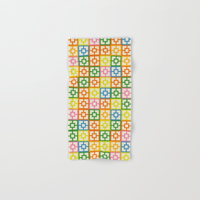 Mid Century Modern Colorful Geometric Breeze Block Pattern Bath Towel Gallery Image 1