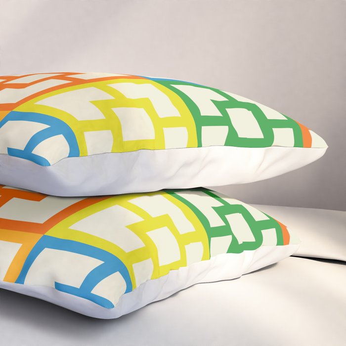 Mid Century Modern Colorful Geometric Breeze Block Pattern Pillow Sham Gallery Image 3