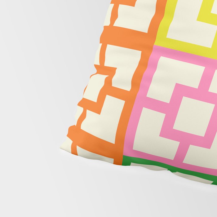 Mid Century Modern Colorful Geometric Breeze Block Pattern Pillow Sham Gallery Image 4
