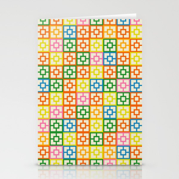 Mid Century Modern Colorful Geometric Breeze Block Pattern Stationery Card Gallery Image 2