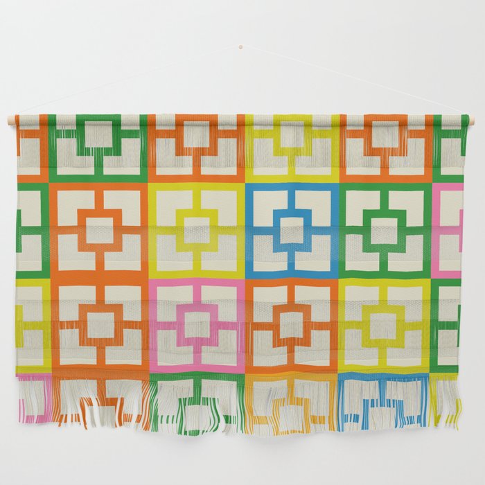Mid Century Modern Colorful Geometric Breeze Block Pattern Wall Hanging Gallery Image 1