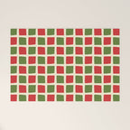 Christmas Windows Mid Century Modern Checkered Red Green Cream Retro Holiday Pattern Welcome Mat Gallery Image 1
