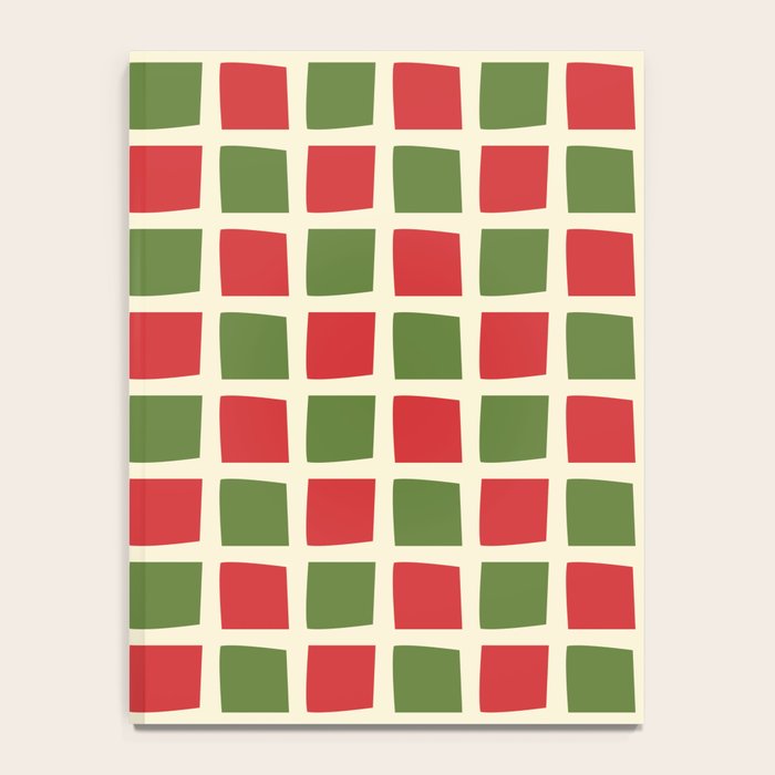 Christmas Windows Mid Century Modern Checkered Red Green Cream Retro Holiday Pattern Notebook Gallery Image 4