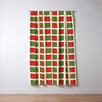 Christmas Windows Mid Century Modern Checkered Red Green Cream Retro Holiday Pattern Window Curtain Gallery Image 3