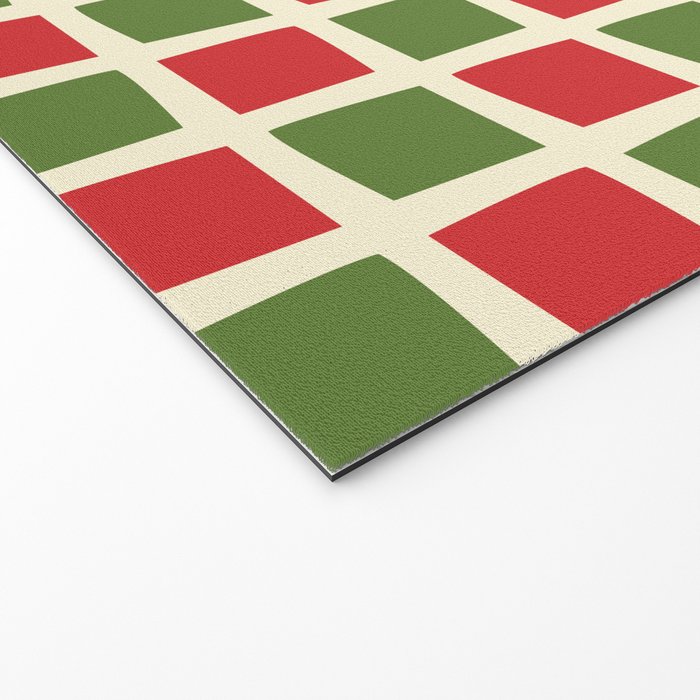 Christmas Windows Mid Century Modern Checkered Red Green Cream Retro Holiday Pattern Welcome Mat Gallery Image 2