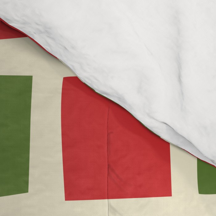 Christmas Windows Mid Century Modern Checkered Red Green Cream Retro Holiday Pattern Comforter Gallery Image 4