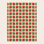 Christmas Windows Mid Century Modern Checkered Red Green Cream Retro Holiday Pattern Poster Gallery Image 4
