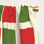 Christmas Windows Mid Century Modern Checkered Red Green Cream Retro Holiday Pattern Window Curtain Gallery Image 2