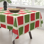 Christmas Windows Mid Century Modern Checkered Red Green Cream Retro Holiday Pattern Tablecloth Gallery Image 3