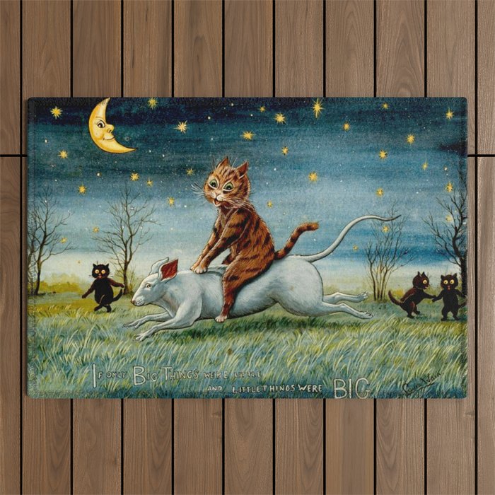 'If Only Big Things Were Little, and Little Things Were Big' by Louis Wain Outdoor Rug Gallery Image 1
