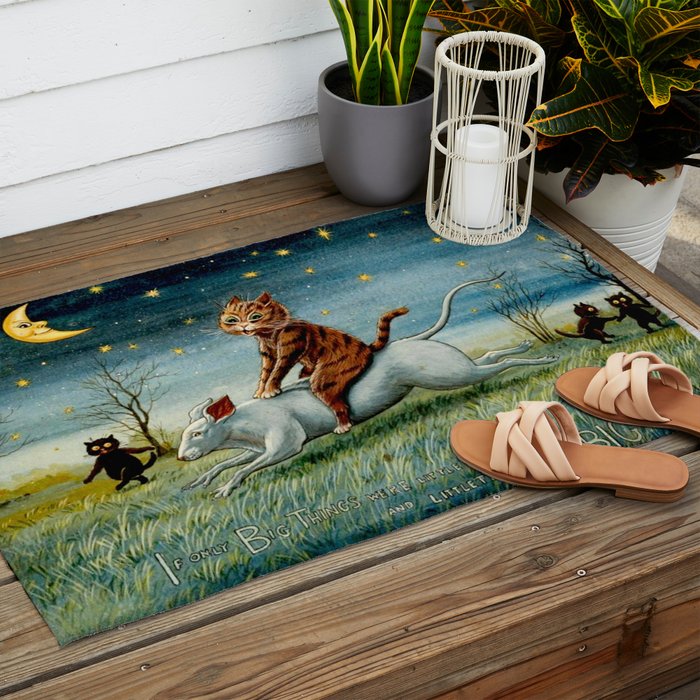'If Only Big Things Were Little, and Little Things Were Big' by Louis Wain Outdoor Rug Gallery Image 2