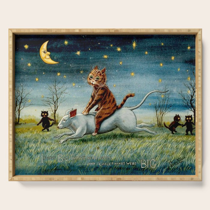 'If Only Big Things Were Little, and Little Things Were Big' by Louis Wain Serving Tray Gallery Image 1