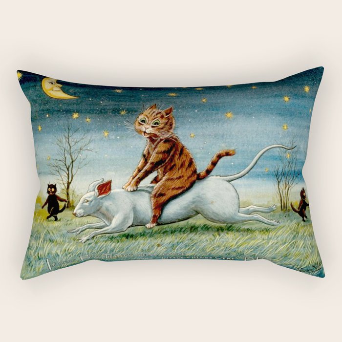 'If Only Big Things Were Little, and Little Things Were Big' by Louis Wain Rectangular Pillow Gallery Image 2