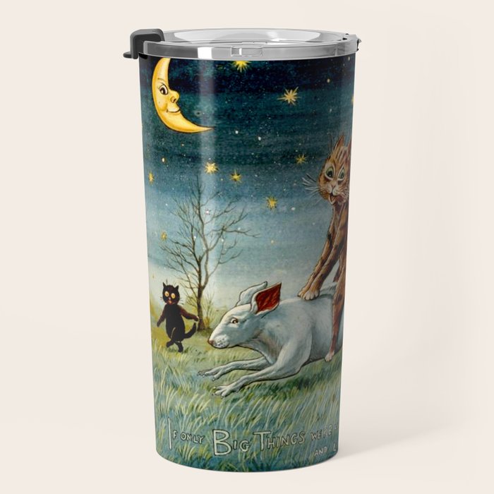 'If Only Big Things Were Little, and Little Things Were Big' by Louis Wain Travel Mug Gallery Image 3
