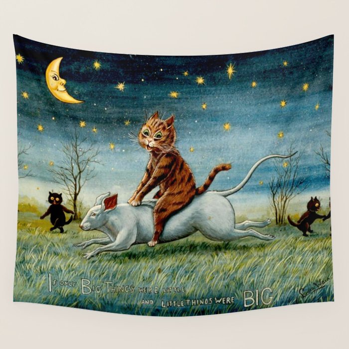 'If Only Big Things Were Little, and Little Things Were Big' by Louis Wain Wall Tapestry Gallery Image 4