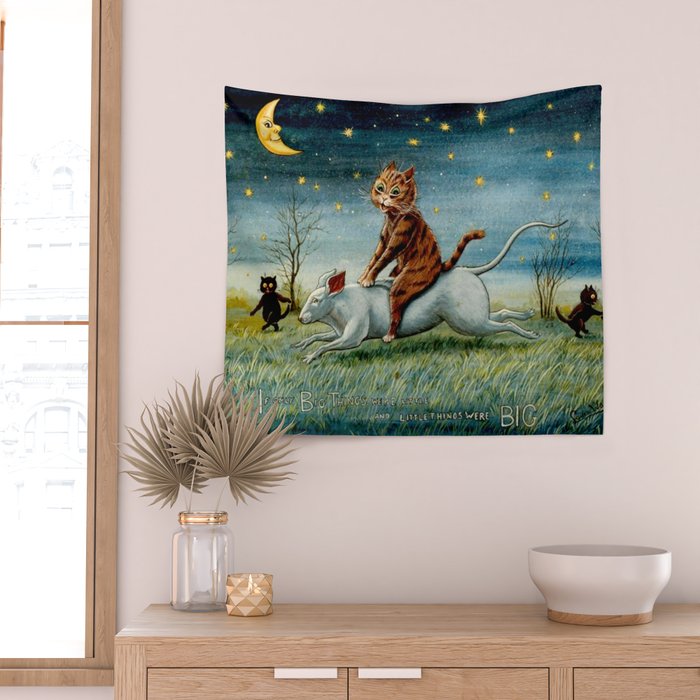'If Only Big Things Were Little, and Little Things Were Big' by Louis Wain Wall Tapestry Gallery Image 2