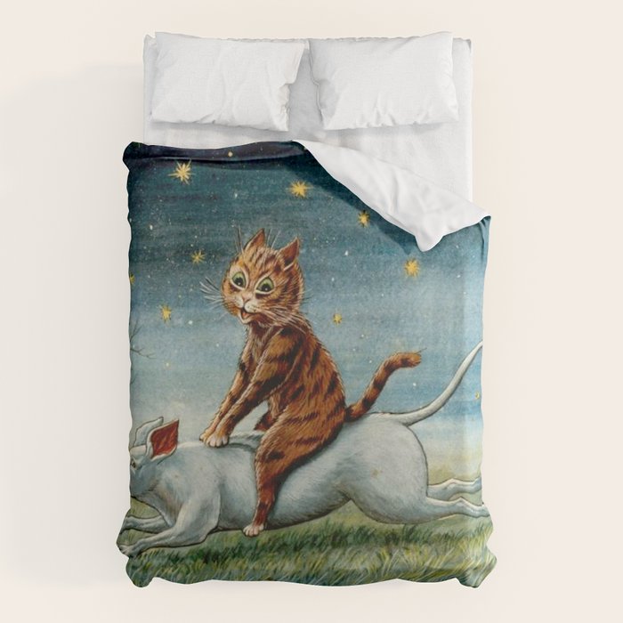'If Only Big Things Were Little, and Little Things Were Big' by Louis Wain Duvet Cover Gallery Image 6