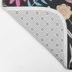 Folk Art Florals black in colors Bath Mat Gallery Image 2