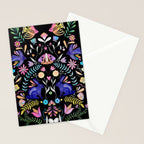 Folk Art Florals black in colors Stationery Card Gallery Image 2