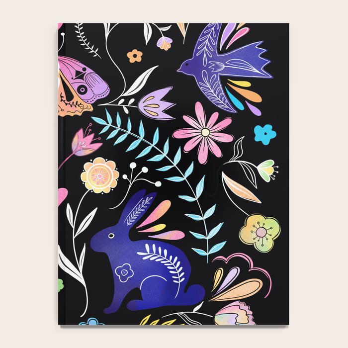 Folk Art Florals black in colors Notebook Gallery Image 4