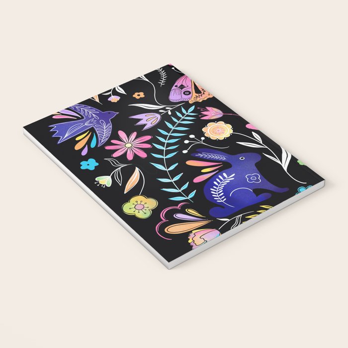 Folk Art Florals black in colors Notebook Gallery Image 3