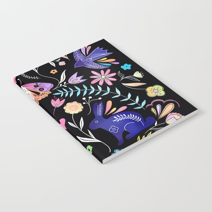 Folk Art Florals black in colors Notebook Gallery Image 2