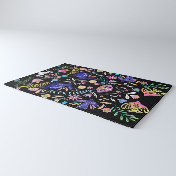 Folk Art Florals black in colors Rug Gallery Image 3