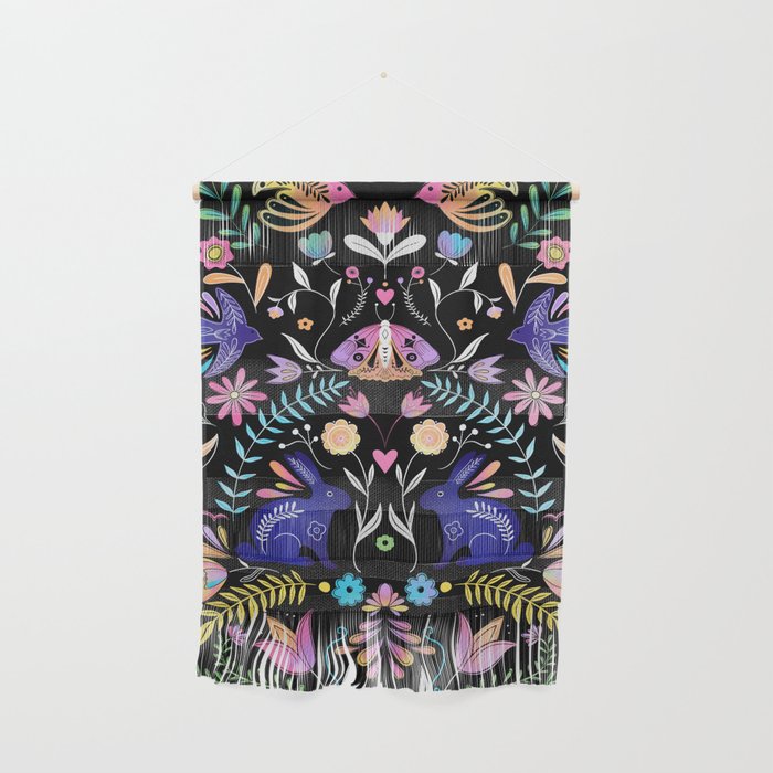 Folk Art Florals black in colors Wall Hanging Gallery Image 1