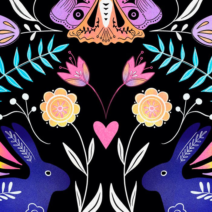 Folk Art Florals black in colors Coffee Mug Gallery Image 2