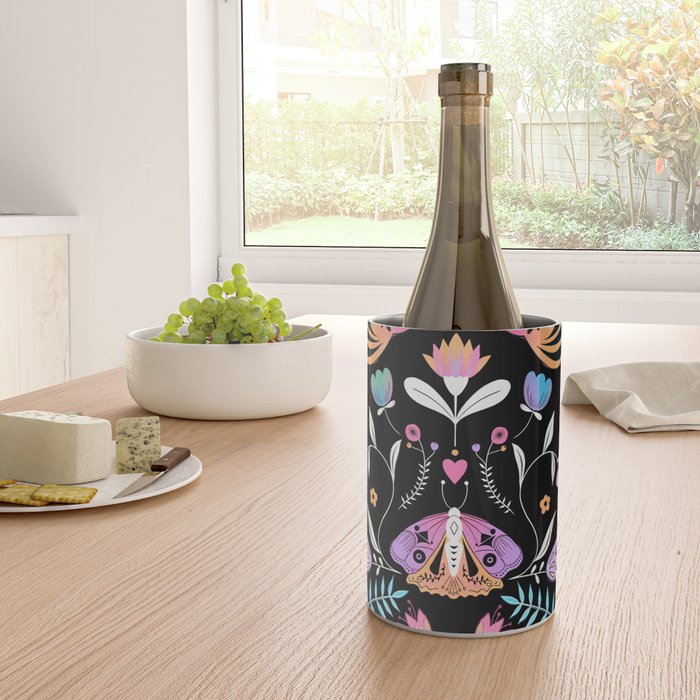 Folk Art Florals black in colors Wine Chiller Gallery Image 4