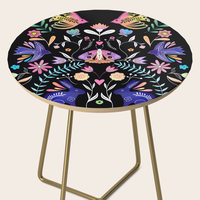 Folk Art Florals black in colors Side Table Gallery Image 2
