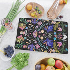 Folk Art Florals black in colors Cutting Board Gallery Image 2