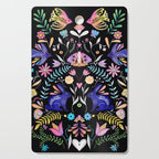 Folk Art Florals black in colors Cutting Board Gallery Image 1
