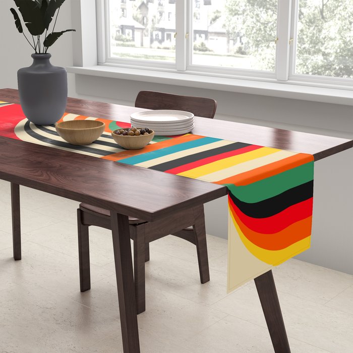 Colorful Cubism Modern Abstract Art Table Runner Gallery Image 2