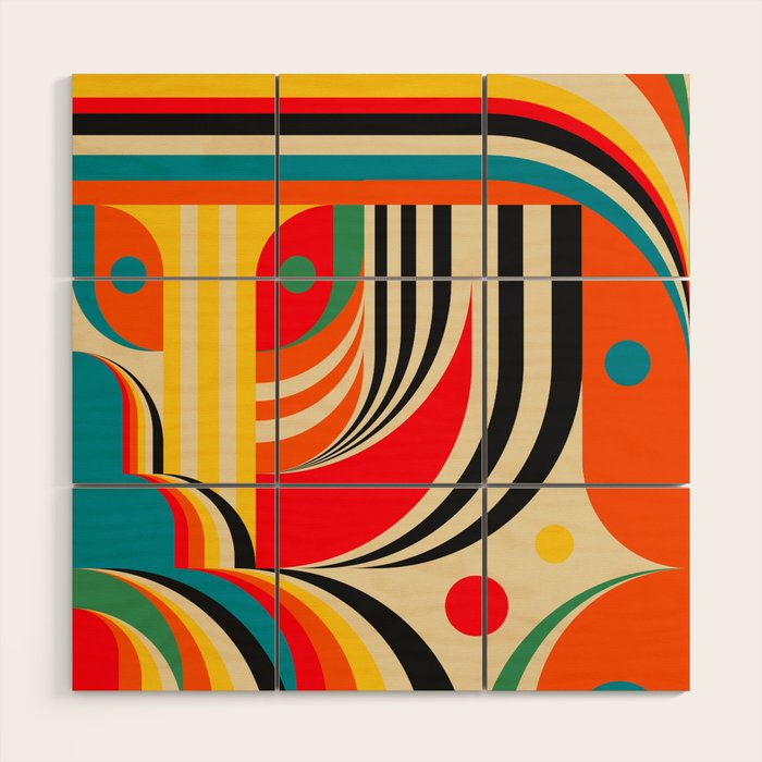 Colorful Cubism Modern Abstract Art Wood Wall Art Gallery Image 1