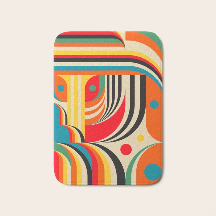 Colorful Cubism Modern Abstract Art Bath Mat Gallery Image 1