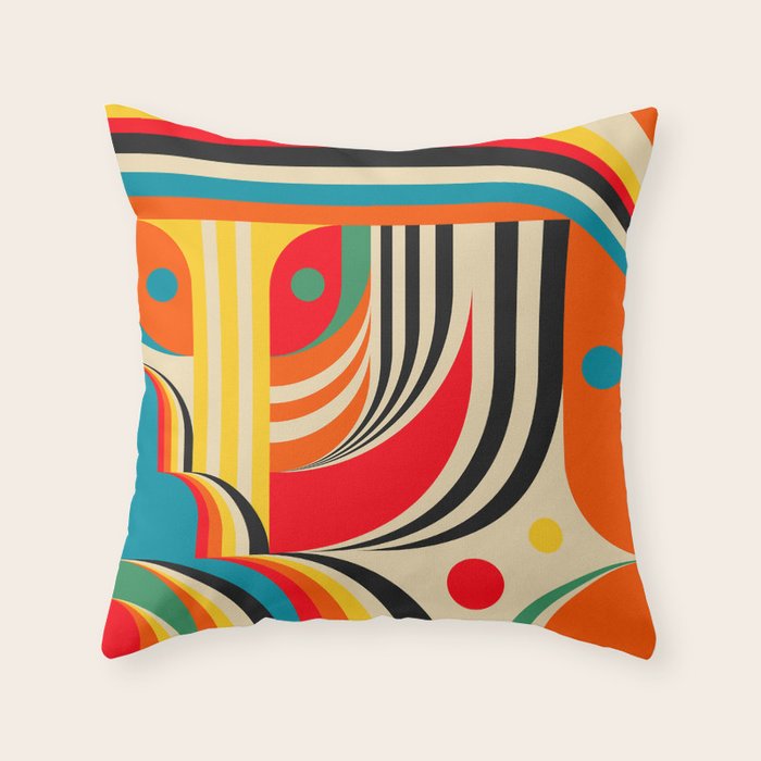 Colorful Cubism Modern Abstract Art Throw Pillow Gallery Image 1