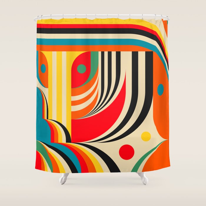 Colorful Cubism Modern Abstract Art Shower Curtain Gallery Image 1