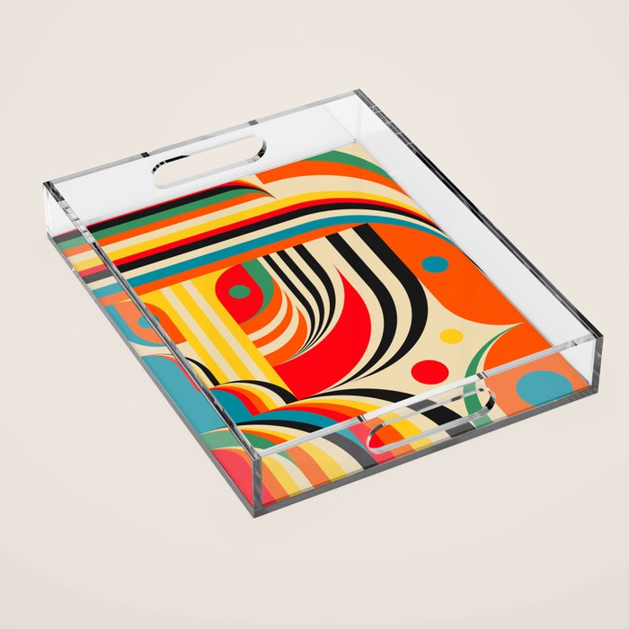 Colorful Cubism Modern Abstract Art Acrylic Tray Gallery Image 1