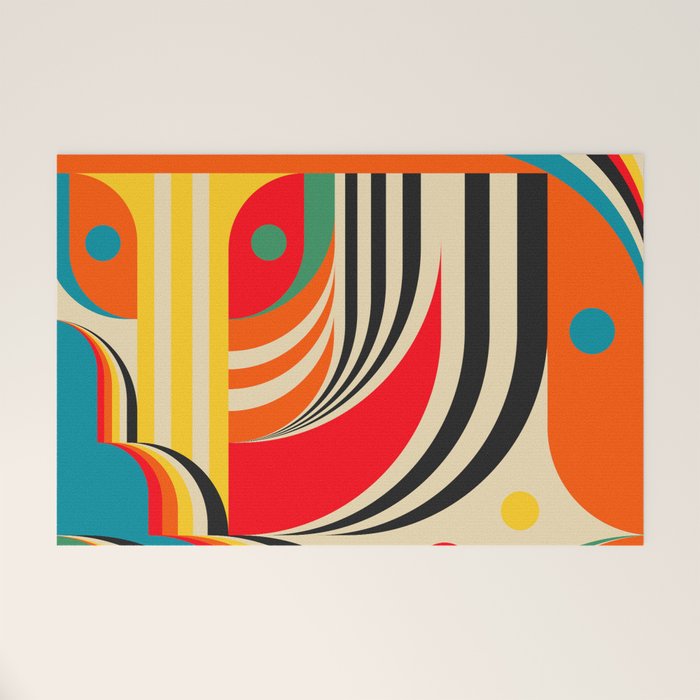 Colorful Cubism Modern Abstract Art Welcome Mat Gallery Image 1