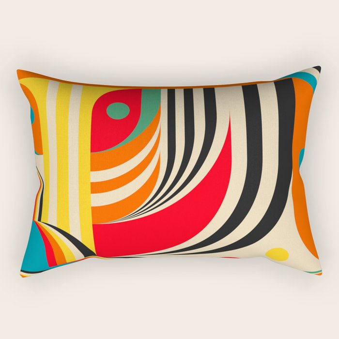 Colorful Cubism Modern Abstract Art Rectangular Pillow Gallery Image 1